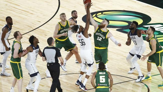 The view basketball fans were expecting to see last night. Picture: Daniel Pockett/Getty Images