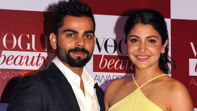 Virat Kohli with his wife Anushka Sharma. Picture: AFP Photo