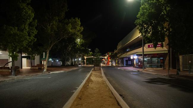 Vacant streets in Alice Springs after the NT government implemented a 14-day curfew. Picture: Pema Tamang Pakhrin