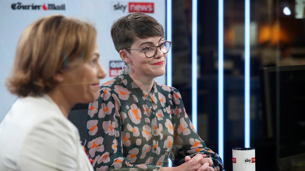 Jackie Trad and Amy MacMahon during the Sky News/Courier Mail South Brisbane debate last week. Picture: Peter Wallis