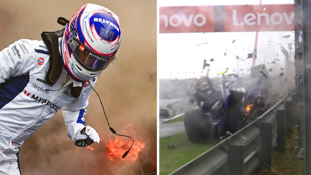 Scary F1 scene as Williams driver escapes fiery crash