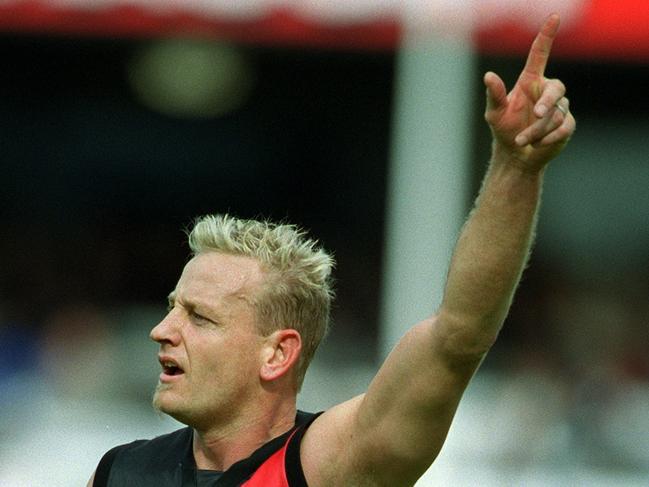 A young John Barnes playing football wearing his wedding ring in an Essendon vs Port Adelaide game at Football Park. He has been with his wife Rowena since they were teenagers. Picture: News Corp