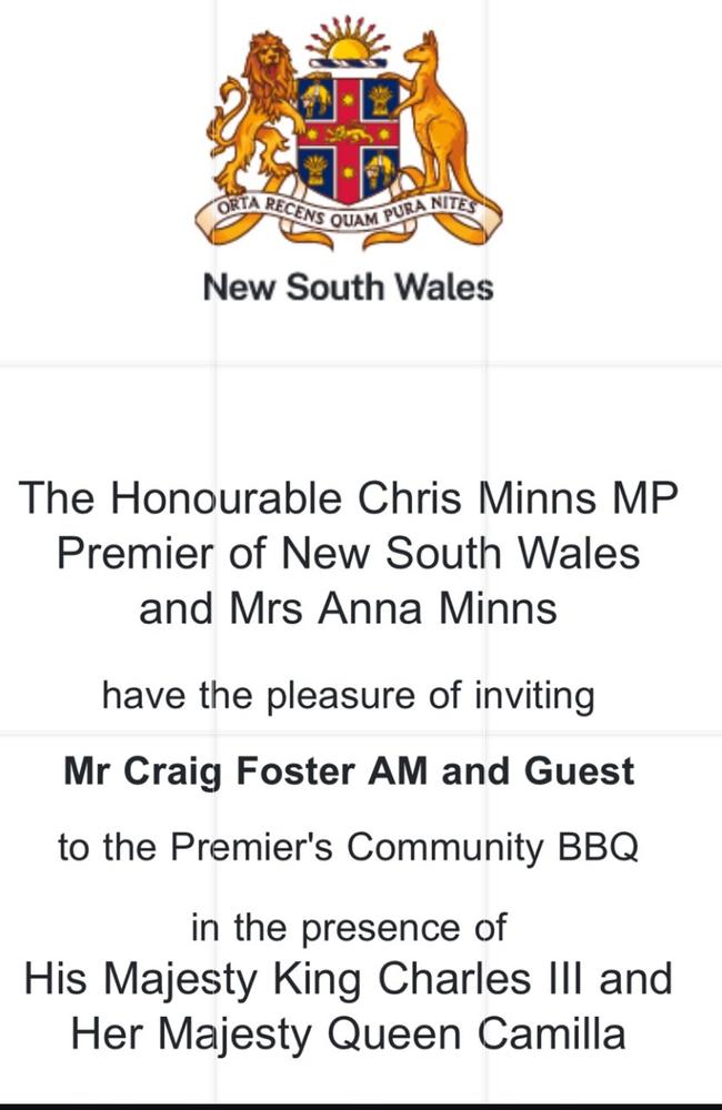 The invite shared by Craig Foster. Photo: Twitter, @Craig_Foster.