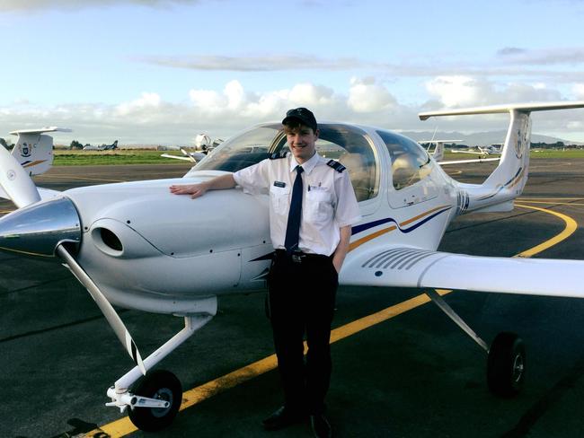 Young pilot Adam Snell died in a crash in outback SA. Picture: Massey Aviation