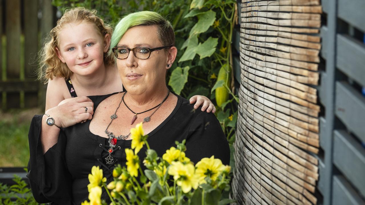 Single mum Alix Keilty-Barrett, pictured with daughter, is fighting cancer and looking for employment. Picture: Kevin Farmer