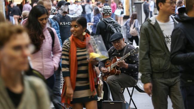 Pedestrians in Melbourne's CBD during rush hour. Picture: Ian Currie