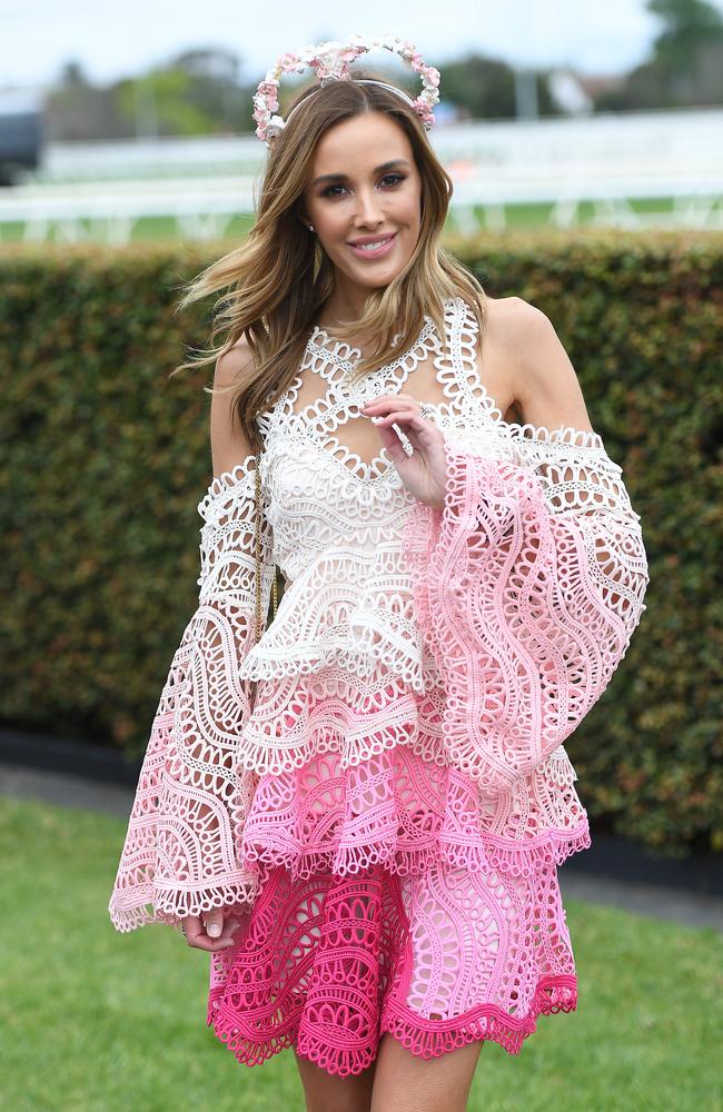 Rebecca Judd poses for a photo on Caulfield Cup Day. Picture Julian Smith