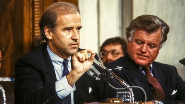 Joe Biden and Ted Kennedy in 1987. Picture: Getty Images