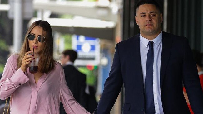 Hayne and Amellia arriving at court during the first trial on December 7, 2020.