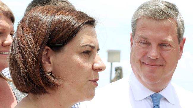 LNP Deputy Leader Deb Frecklington and LNP Leader Tim Nicholls meeting with a number of likely new LNP MPs from Pumicestone and Sunshine Coast seats, Beachmere. Photographer: Liam Kidston