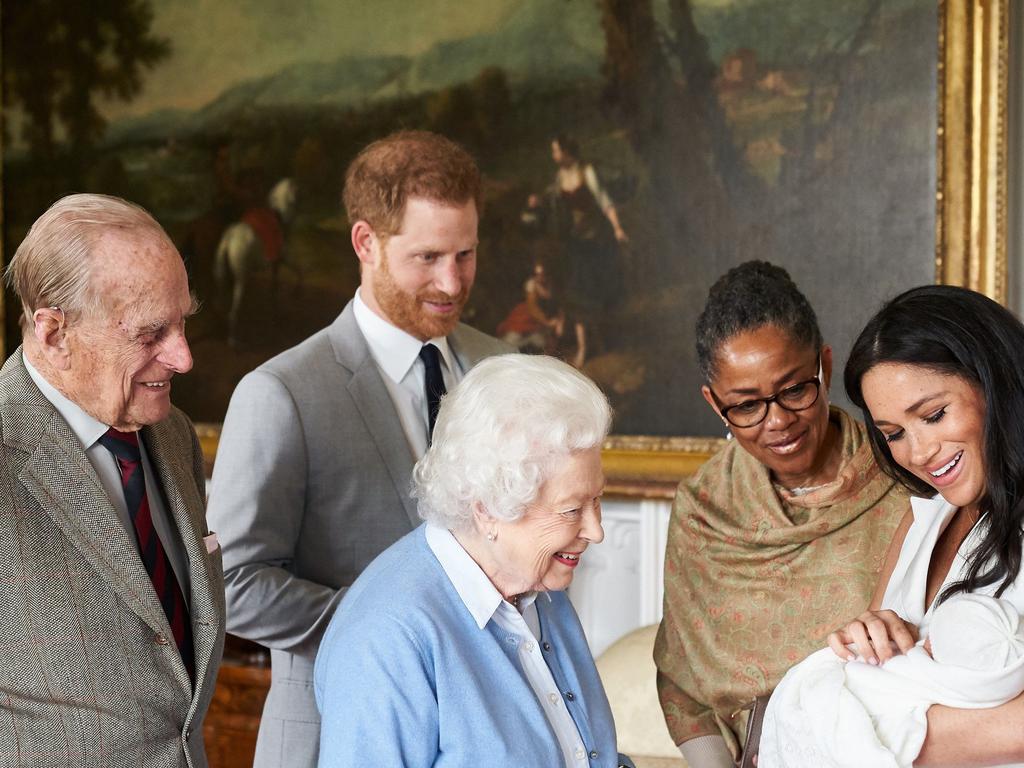 Prince Philip welcoming his latest great-grandchild, Archie, son of Prince Harry and Meghan, Duchess of Sussex. Picture: Getty