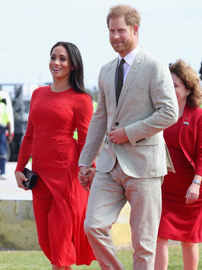 Meghan Markle was the lady in red on the red carpet. Picture: Getty