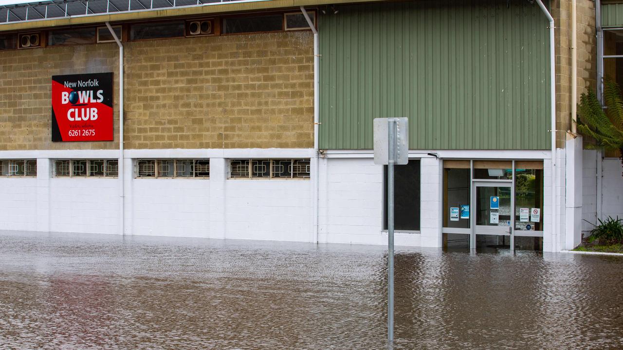 New Norfolk Bowls club has been extensively flooded. Picture: Linda Higginson