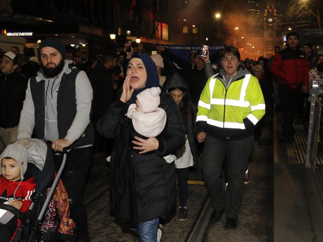 Young children at the late-night protest. Picture: Matrix