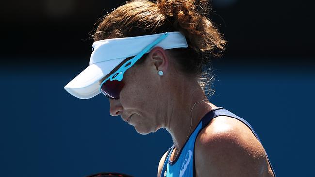 Australia's Samantha Stosur during her first round loss to Anastasia Pavlyuchenkova at the Sydney International.