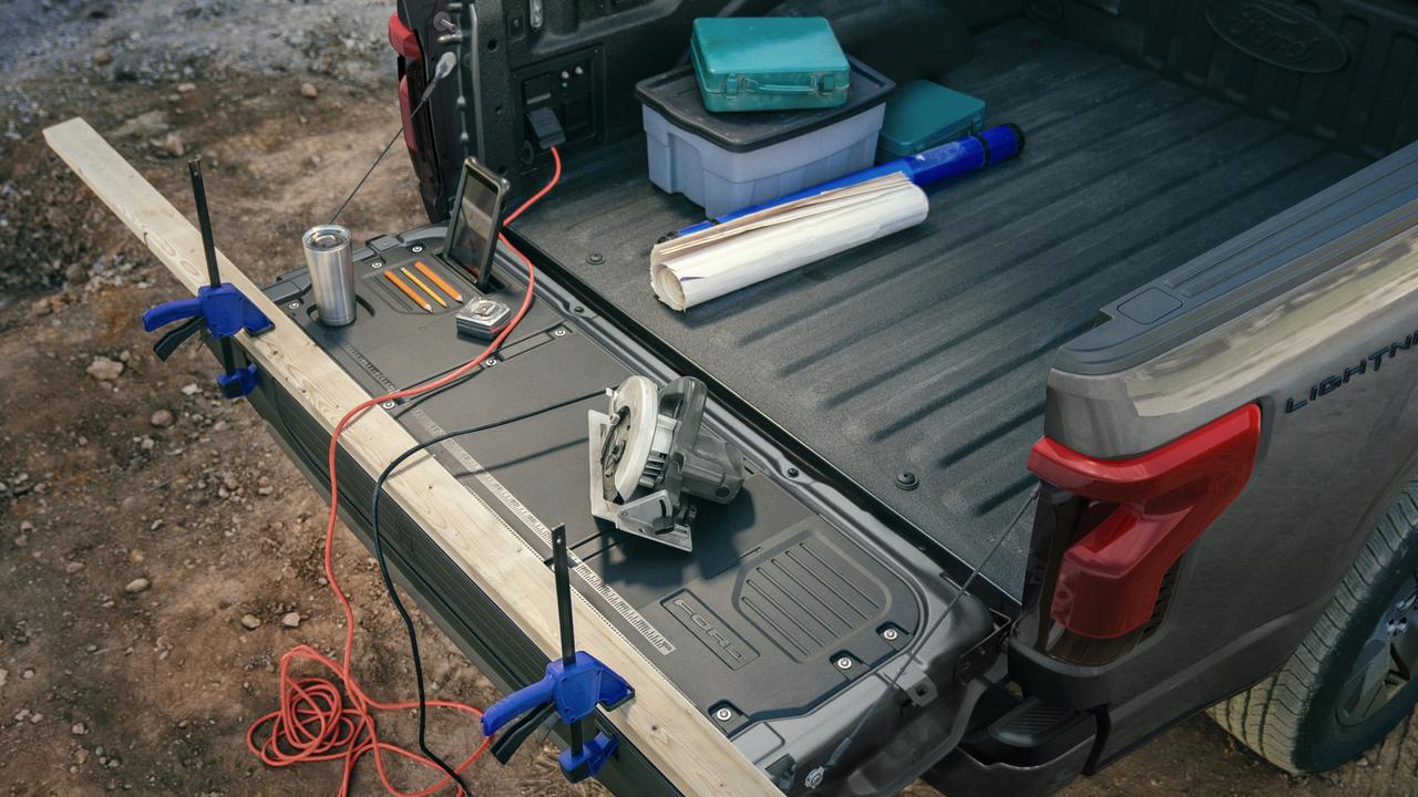 The F150 Lightning can power tools on a worksite. Picture: Supplied.