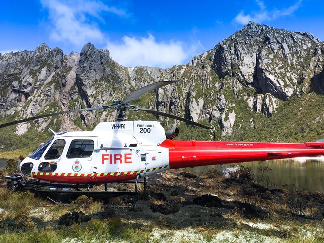 The fire fight is being assisted by NSW Rural Fire Service helicopter crews. Picture: NSW RURAL FIRE SERVICE/ANDREW MACDONALD