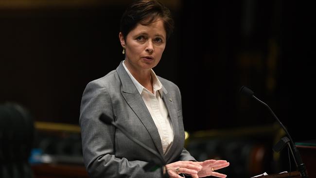 Former women’s minister Tanya Davies debates the bill last night. Picture: Joel Carrett