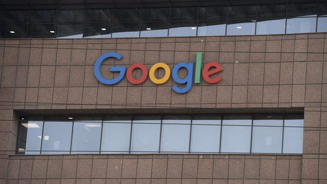 The Google logo on the side of a Google office. Picture: AFP