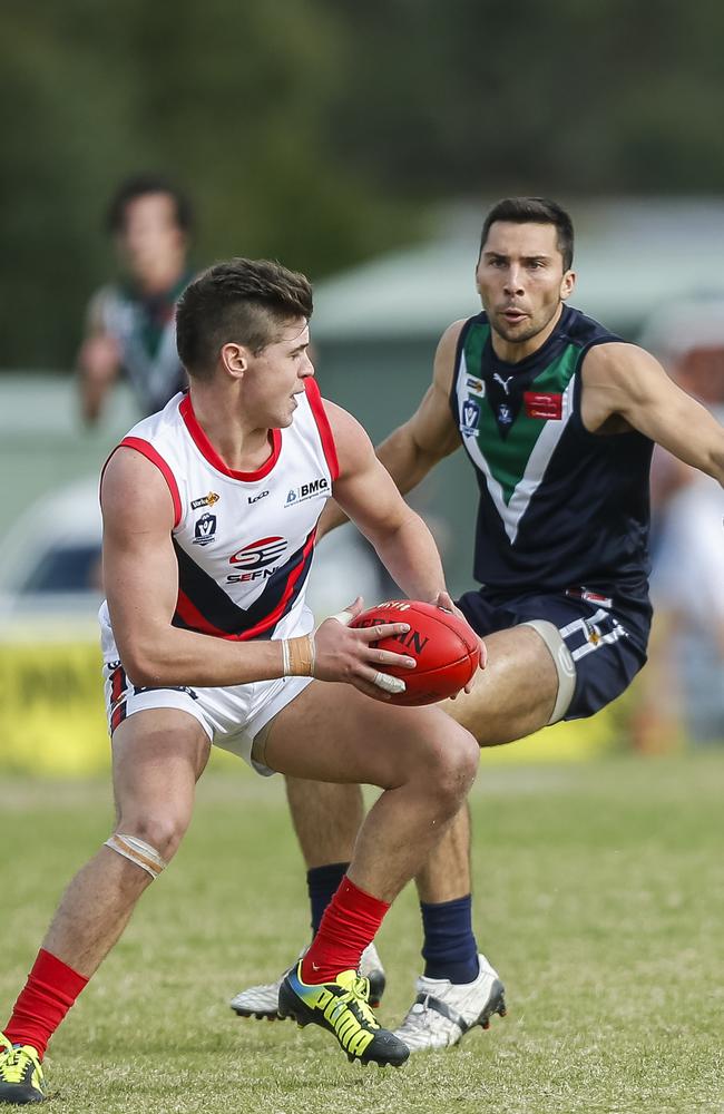 Mitch Cox playing interleague football for SEFNL in 2018.