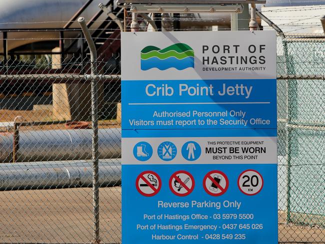 14/09/2018: AGL plan's to import gas at Crib Point via a new gas processing ship being moored at the Jetty.  Stuart McEvoy/ The Australian.