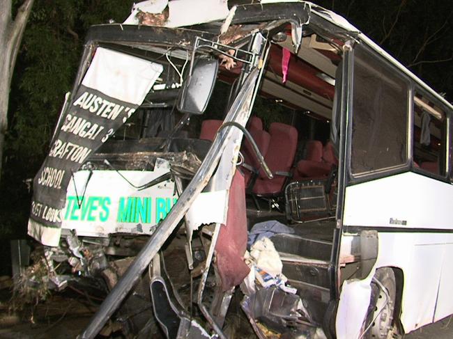 Scene where driver was killed and 28 passengers were injured when their chartered bus left the road and crashed down a ravine on Moss Vale Road near Fitzroy Falls, taken passengers on trip to Kangaroo Valley from Sydney for weekend.