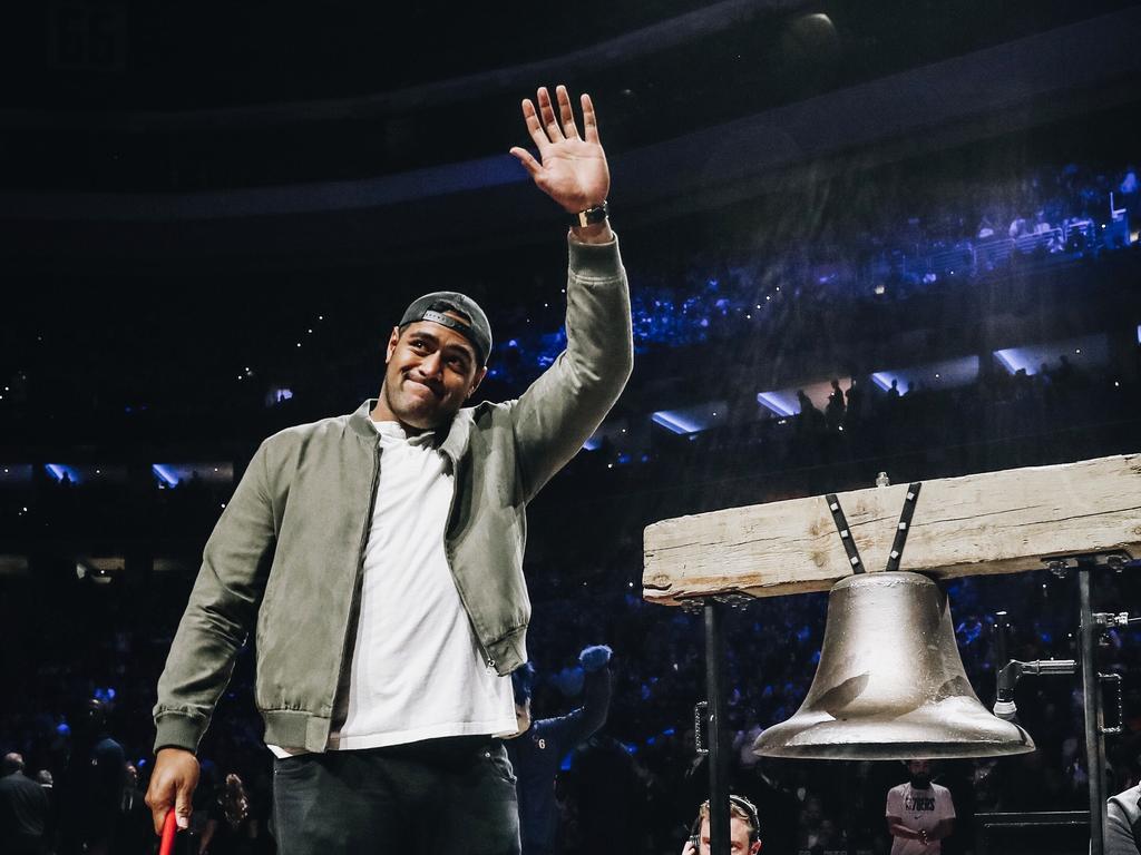 Jordan Mailata rang the Philadelphia 76ers bell ahead of Heritage night last week.