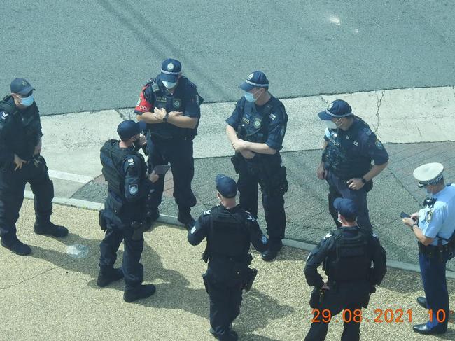 Police patrol the border of New South Wales and Queensland on Sunday morning.