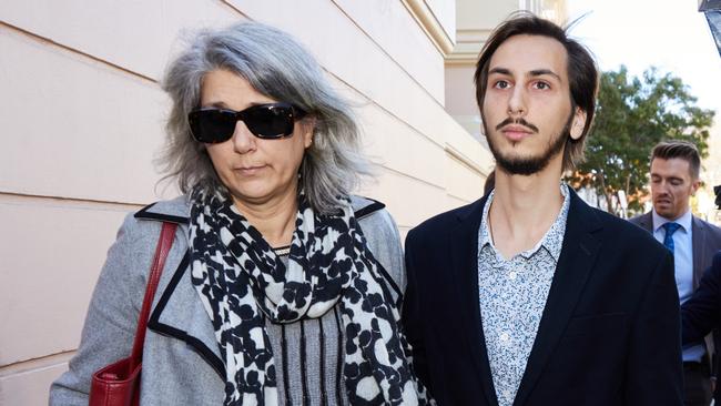 Miss Quinn’s mother and brother leaving the Newtown Local Court in Sydney on Tuesday. Picture: AAP