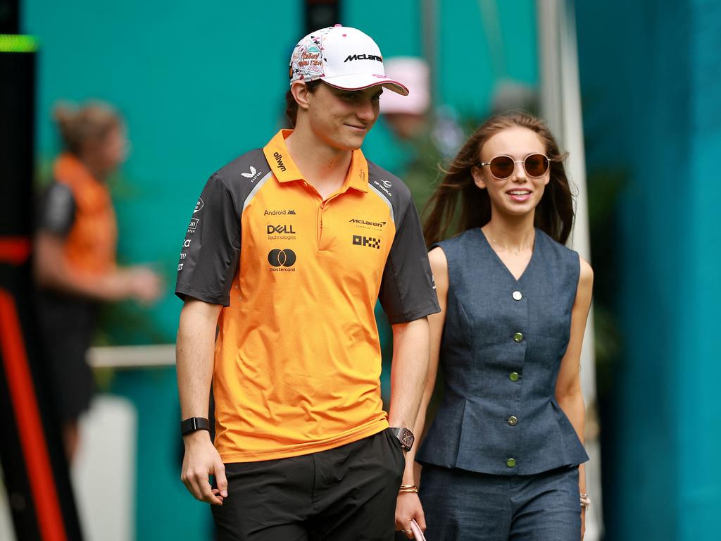 Oscar Piastri spotted ahead of the Miami GP with girlfriend Lily Zneimer. Picture: Getty