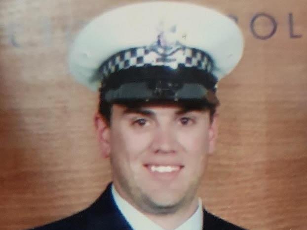 Brad Battin in his police uniform at his 2001 graduation. Picture: Supplied