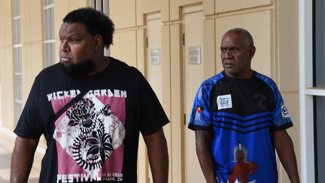 Alleged murder victim Henry Asera’s nephews, including Sem Tom (right), who gave evidence in the Supreme Court at Darwin on October 29, 2024. Picture: Alex Treacy