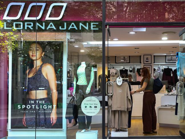 SYDNEY, AUSTRALIA - NewsWire Photos - APRIL 17 2023 - A member of the public is seen shopping in a Lorna Jane Retail store in central Sydney as the latest financial data shows Aussiesâ online spending dropped by more than $124 million nationwide. Picture NCA NewsWire / Gaye Gerard