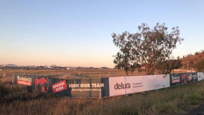 Bunnings is calling for workers at its Ipswich and Toowoomba stores, and has advertised with bunting at its soon-to-be-developed Plainland location. Photo: Plainland Crossing