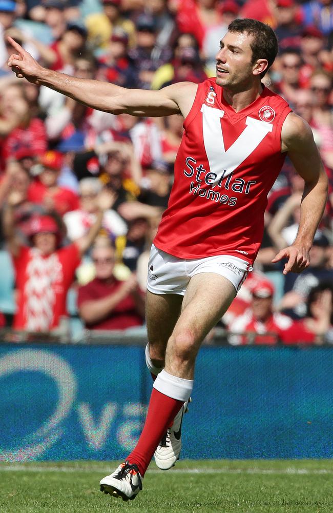 North Adelaide’s Leigh Ryswyk celebrates a goal. Picture: Sarah Reed