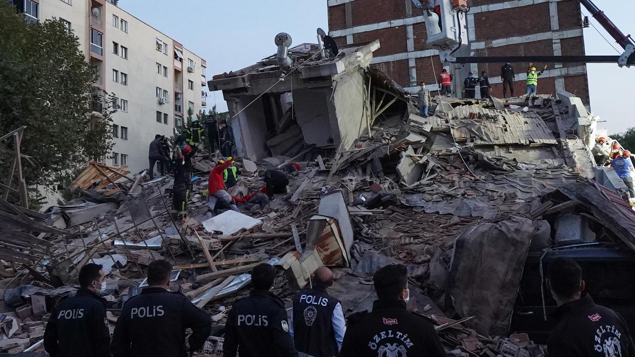 Multiple buildings have collapsed in Izmir, Turkey, and search-and-rescue efforts are underway. Picture: Getty Images.