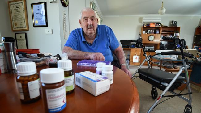 Bob Tait has been on a waiting list to have spinal surgery at Footscray Hospital for two years. He was told he was on a 90-day waiting list - that was 240 days ago and he still has no idea when he'll get his surgery. Picture: Tony Gough