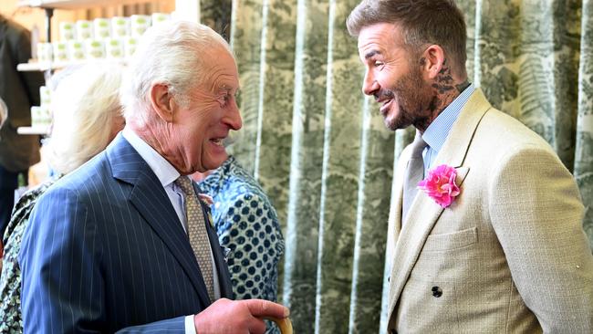 LONDON, ENGLAND - MAY 20: David Beckham wearing a David Austin Roses 