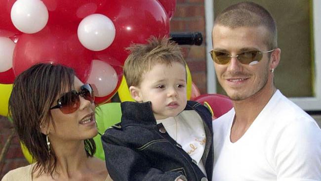 Here’s the couple with their then-tiny son Brooklyn in August 2002.