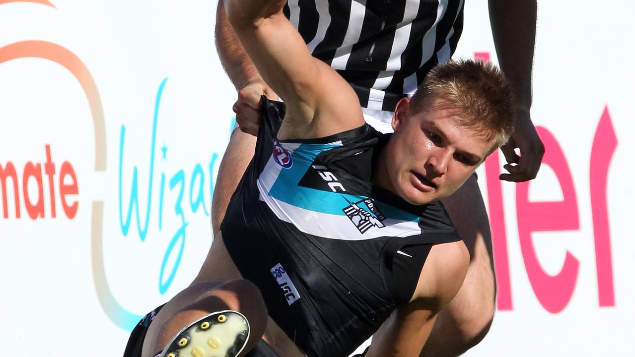 Port Adelaide Football Club internal trial match against the Magpies at Alberton Oval. Oliver Wines.