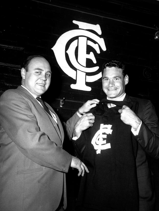 Carlton president George Harris and Barassi