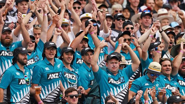 New Zealand fans in the crowd show their support on day 1 of the Boxing Day Test