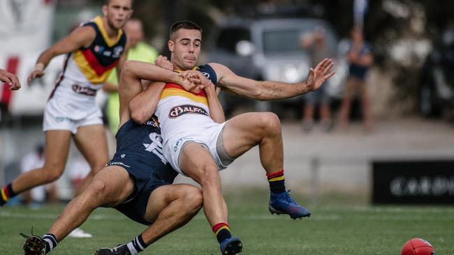 Adelaide player Myles Poholke starred in the SANFL against South Adelaide. Picture: AAP Image/ Morgan Sette