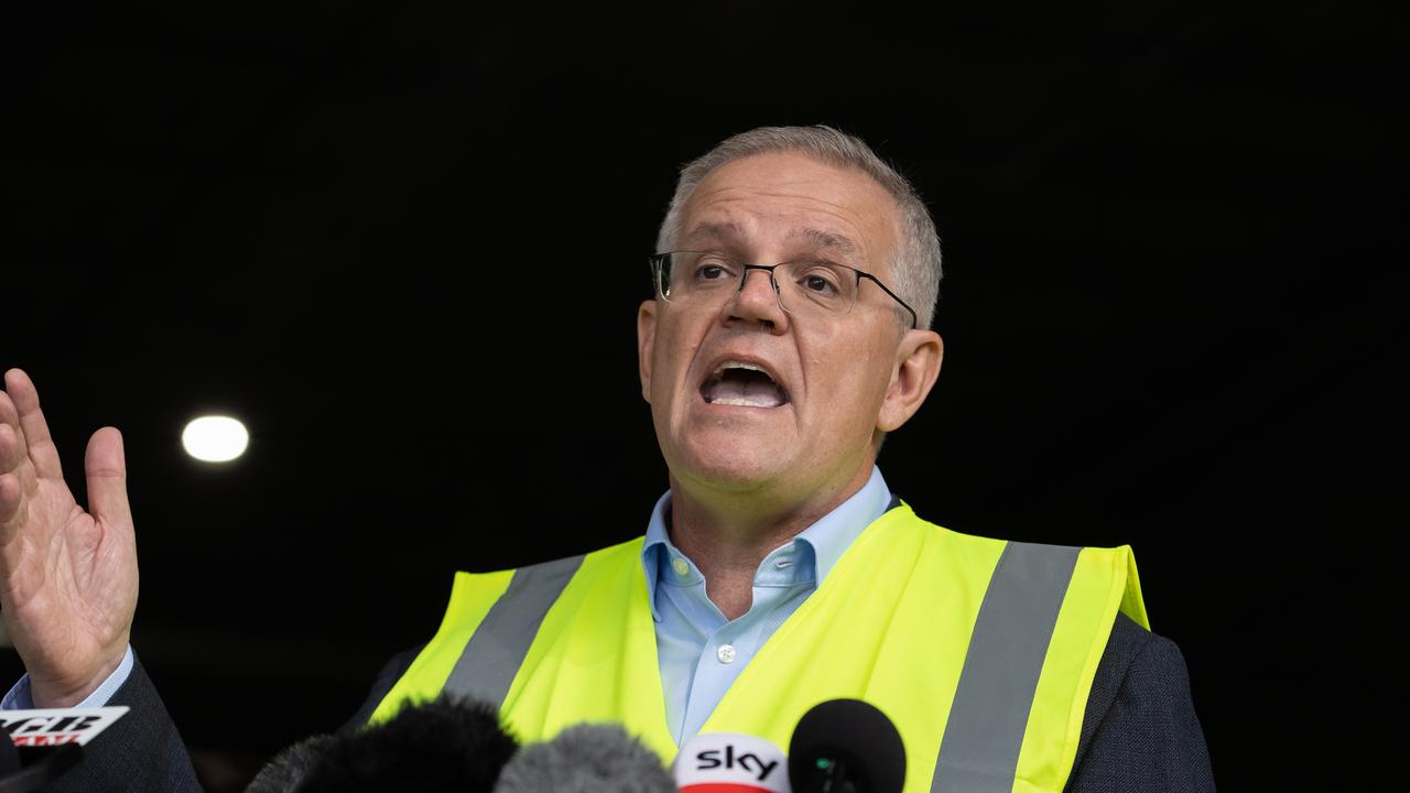 Prime Minister Scott Morrison brought up Albo’s big problem in his own press conference. Picture: Jason Edwards