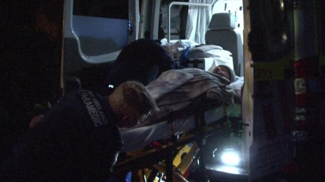 Peter Schultz is taken to hospital following the attack. Picture: TNV