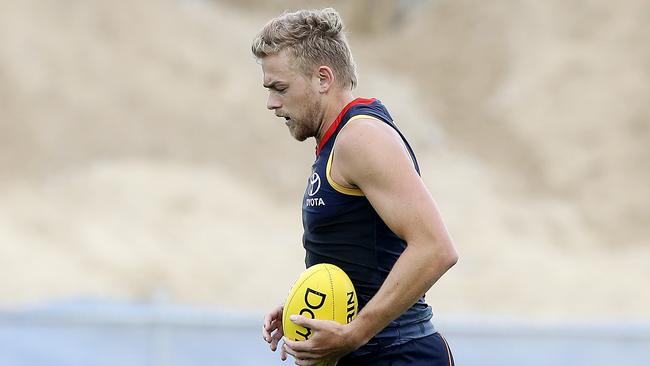 Adelaide midfielder Hugh Greenwood at Crows training. Picture: Sarah Reed.