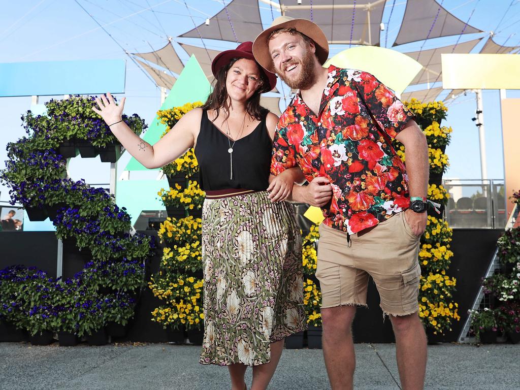 Tiffany Fiechtner and Edward Laverack waving goodbye to the 30th installment of the Taste Of Tasmania. Picture: LUKE BOWDEN