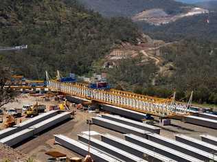 Super T girders ready for installation at the TSRC viaduct. Picture: Nexus