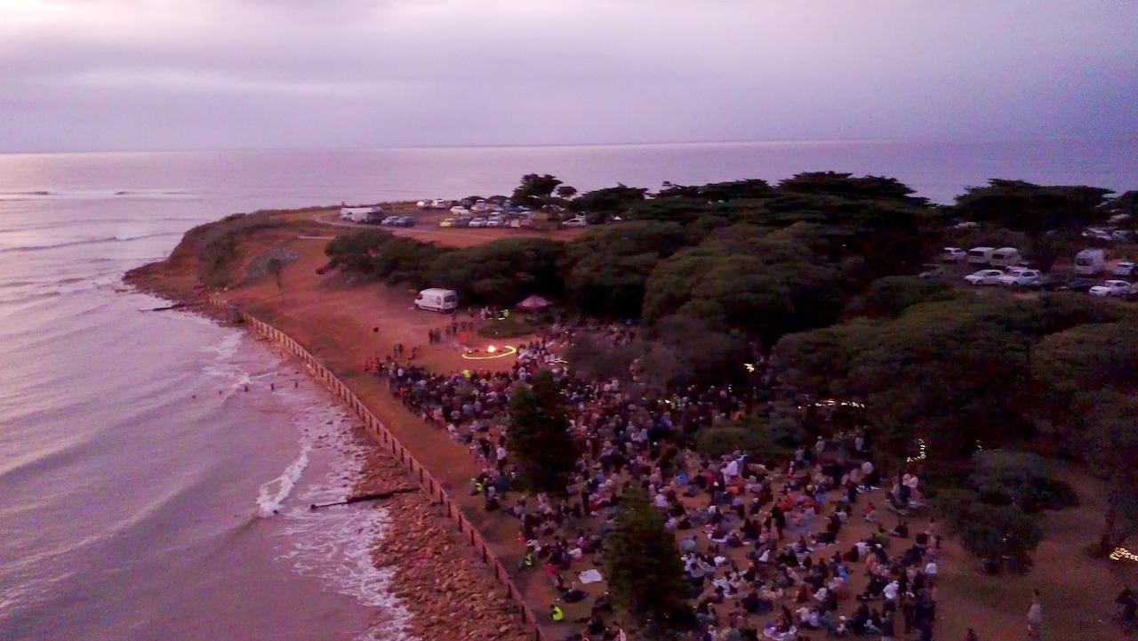 A large number of people gathered at Torquay’s Cosy Corner for the inaugural Pilk Purriyn truth-telling event.