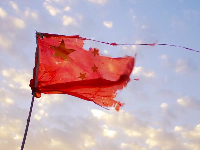 China five-star red flag in the wind.